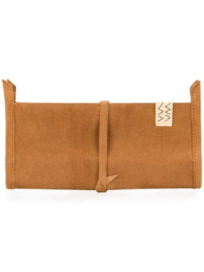 Shop Visvim Wrap Around Tie Wallet In Brown