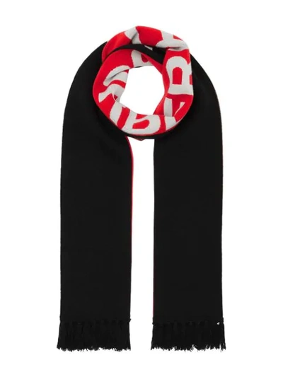 Shop Burberry Cashmere Logo Striped Scarf In Red