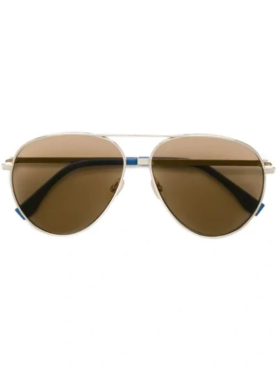 Shop Fendi Aviator Tinted Sunglasses In Gold