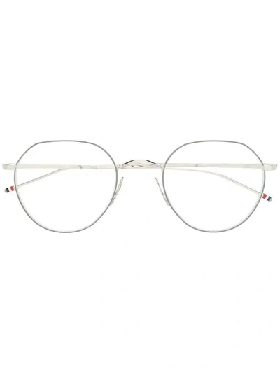 Shop Thom Browne Round-frame Eyeglasses In Silver