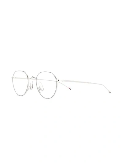 Thom Browne Round-frame Silver-tone Optical Glasses In Silver