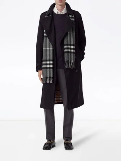 Shop Burberry The Classic Check Cashmere Scarf In Grey