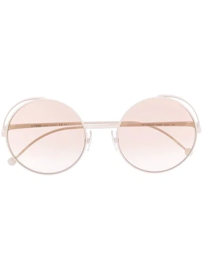 Shop Fendi Round Frame Sunglasses In White