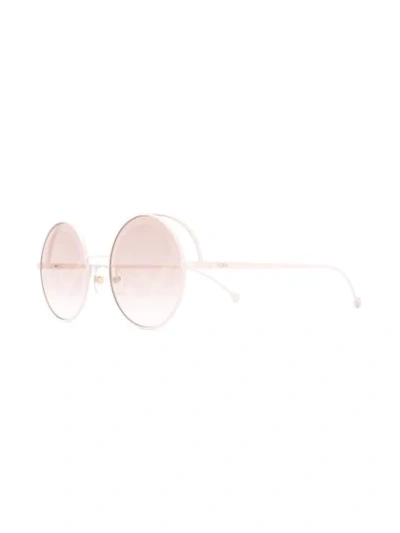 Shop Fendi Round Frame Sunglasses In White