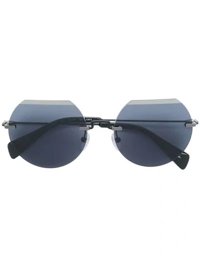 Shop Yohji Yamamoto Round Frame Sunglasses In Black