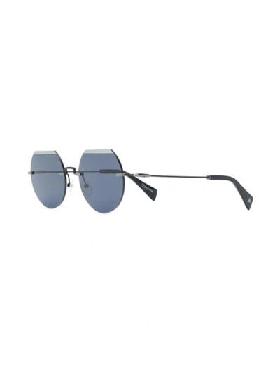 Shop Yohji Yamamoto Round Frame Sunglasses In Black