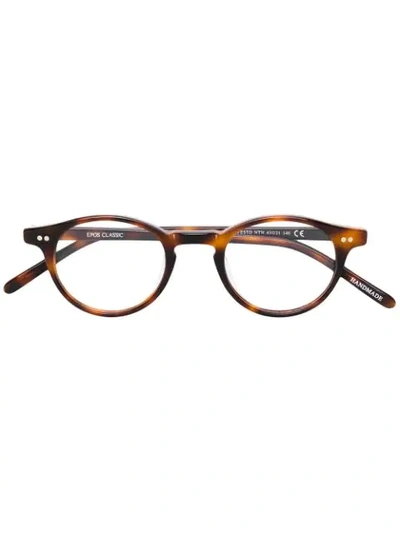 Epos Round Framed Glasses In 棕色