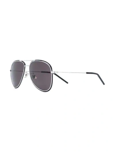 Shop Saint Laurent Aviator Sunglasses In Silver