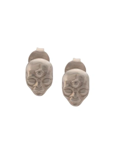 Shop Vibe Harsløf Alien Stud Earrings In Silver