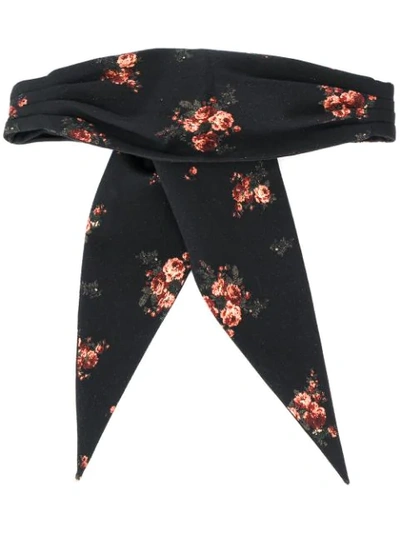 Shop Ann Demeulemeester Floral Embroidered Bandanna In 099   Black