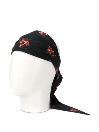 Shop Ann Demeulemeester Floral Embroidered Bandanna In 099   Black