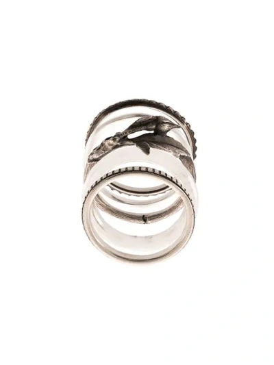 Shop Werkstatt:münchen Rosebud Ring Set In Silver