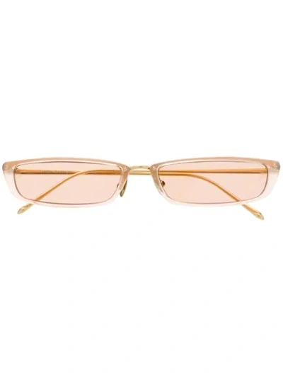Shop Linda Farrow Rectangular Frame Sunglasses In 金色