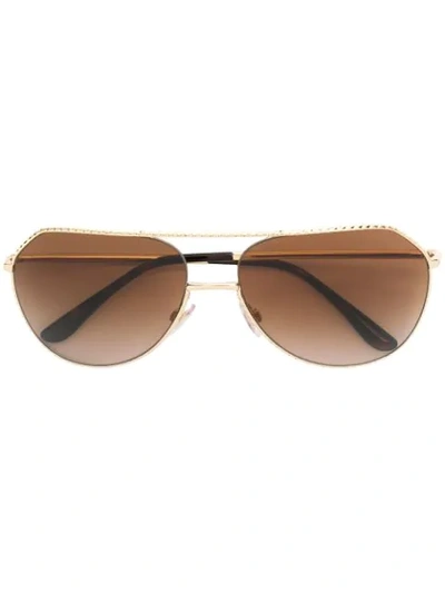 Shop Dolce & Gabbana Eyewear Klassische Pilotenbrille - Gelb
