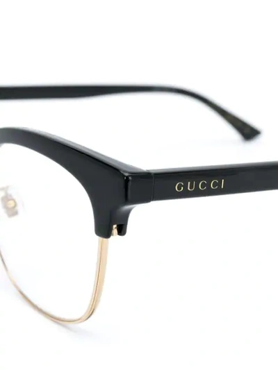 GUCCI EYEWEAR OVAL FRAME GLASSES - 黑色