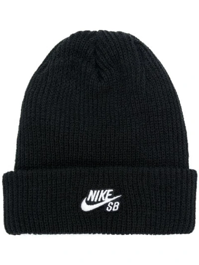 Shop Nike Embroidered Logo Beanie In Black