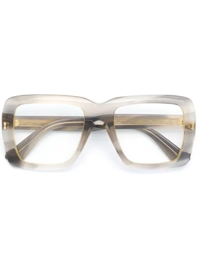 Shop Gucci Square Frame Glasses In Grey