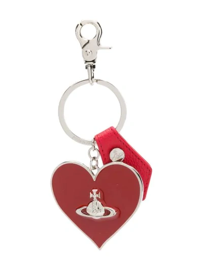 Shop Vivienne Westwood Windsor Mirror Heart Keyring In Red
