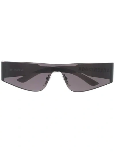 Shop Balenciaga Mono Rectangular-frame Sunglasses In Black