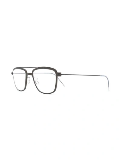 Shop Lindberg Oversized Frame Glasses - Metallic