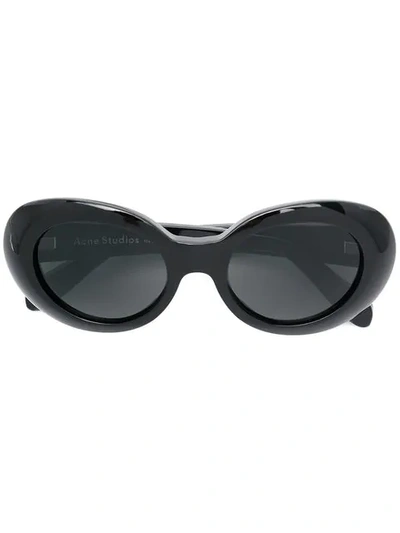 Shop Acne Studios Mustang Oval Sunglasses In Black