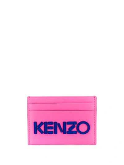 KENZO LOGO EMBROIDERED CARDHOLDER - 粉色