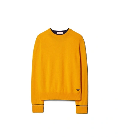 Shop Tory Burch Cashmere Pullover In Gold Crest