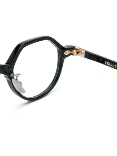 Shop Yellows Plus Walton Round Frame Glasses In Black