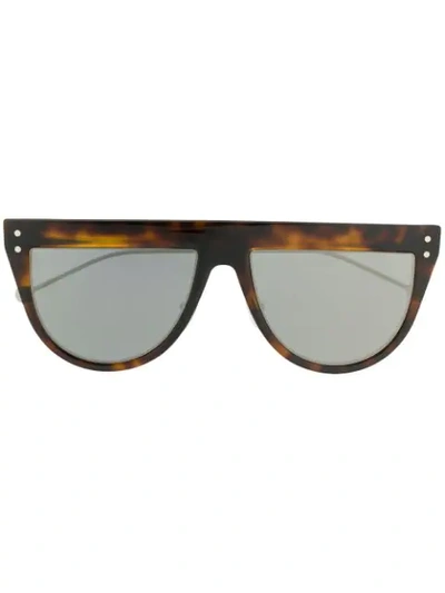 Shop Fendi Tortoise Shell Detail Sunglasses In Brown