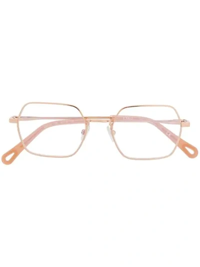 Shop Chloé Square Shaped Glasses In Gold