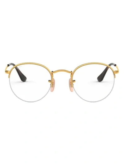 Shop Ray Ban Round Frame Glasses In Gold
