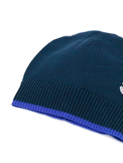 Shop Kenzo Embroidered Tiger Beanie - Blue