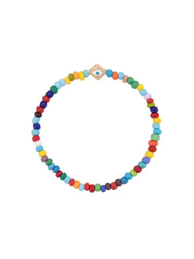 Shop Luis Morais Evil Eye Enameled Lozenge Bracelet In Multicolour