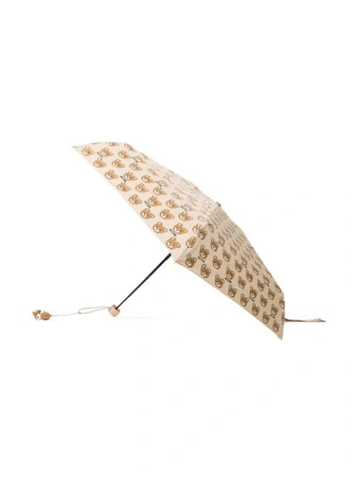 Shop Moschino Teddy Bear Print Umbrella In Neutrals