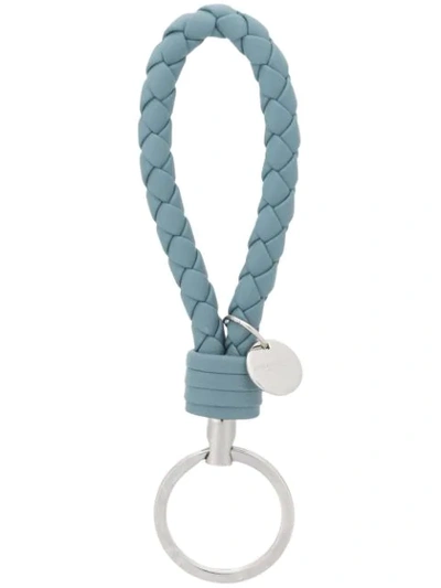 Shop Bottega Veneta Woven Loop Keyring In Blue