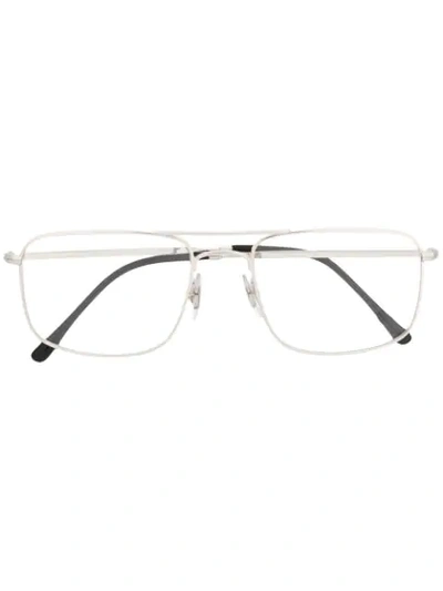 Shop Ray Ban Rectangular Frame Glasses In Silver