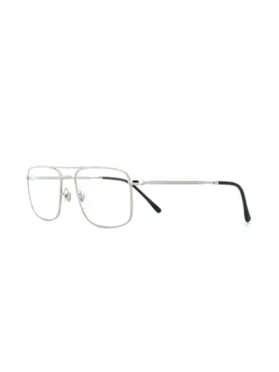 Shop Ray Ban Rectangular Frame Glasses In Silver