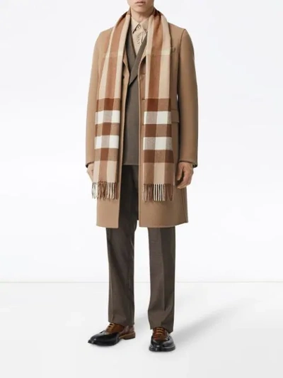 Shop Burberry Cashmere Check Scarf In Neutrals