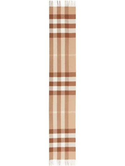 Shop Burberry Cashmere Check Scarf In Neutrals