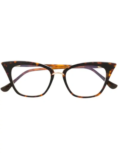 Shop Dita Eyewear Cat-eye Frame Glasses In Brown