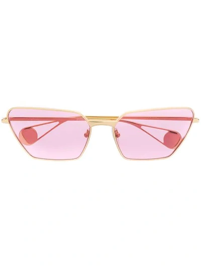 Shop Gucci Rectangular Frame Sunglasses In Gold
