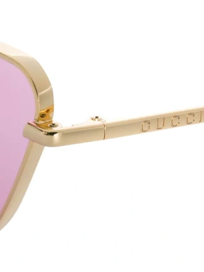 Shop Gucci Rectangular Frame Sunglasses In Gold