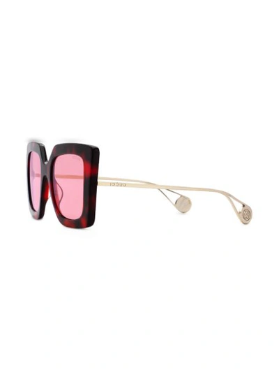 Shop Gucci Oversized Frame Sunglasses In Red