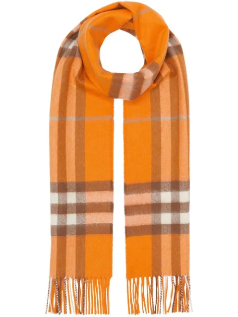 Classic Check Cashmere Scarf In Orange 