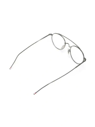 Shop Thom Browne Eyewear Round Frame Glasses - Metallic