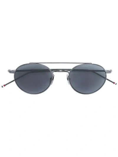 Shop Thom Browne Eyewear Round Frame Sunglasses - Grey