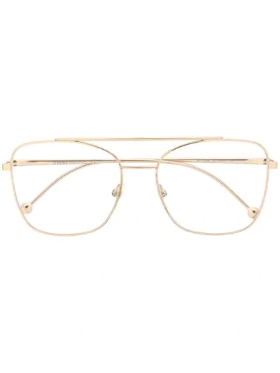 Shop Fendi Double Bridge Pilot-frame Glasses In Gold