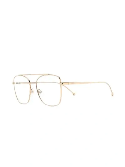 Shop Fendi Double Bridge Pilot-frame Glasses In Gold
