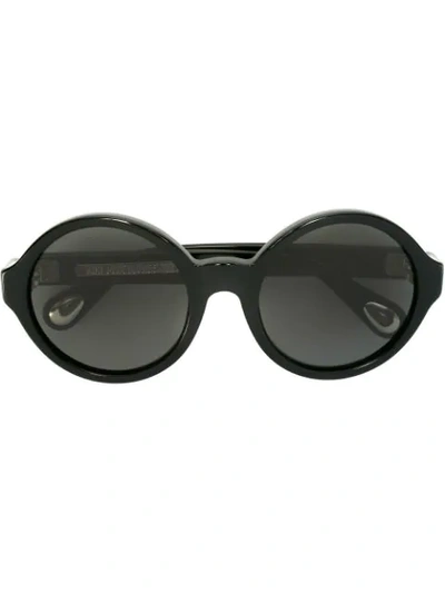Shop Ann Demeulemeester Round Frame Sunglasses - Black