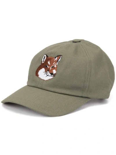 Shop Maison Kitsuné Fox Baseball Cap In Green